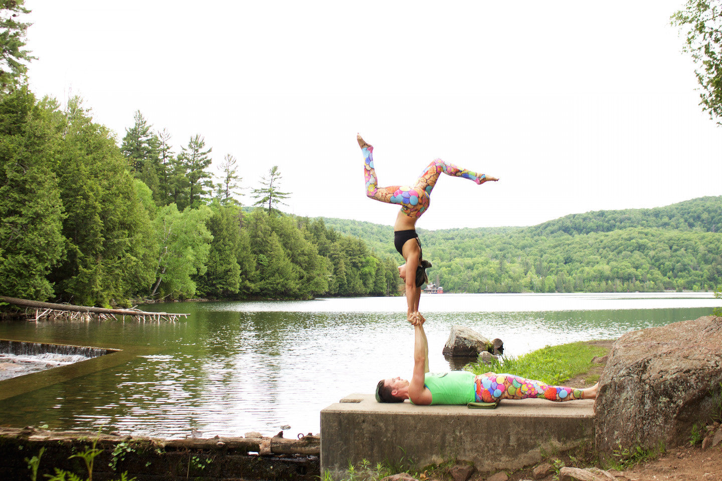 Acroyoga Pose - L-Base Hand to Hand (Gatineau Park, just outside of Ottawa)